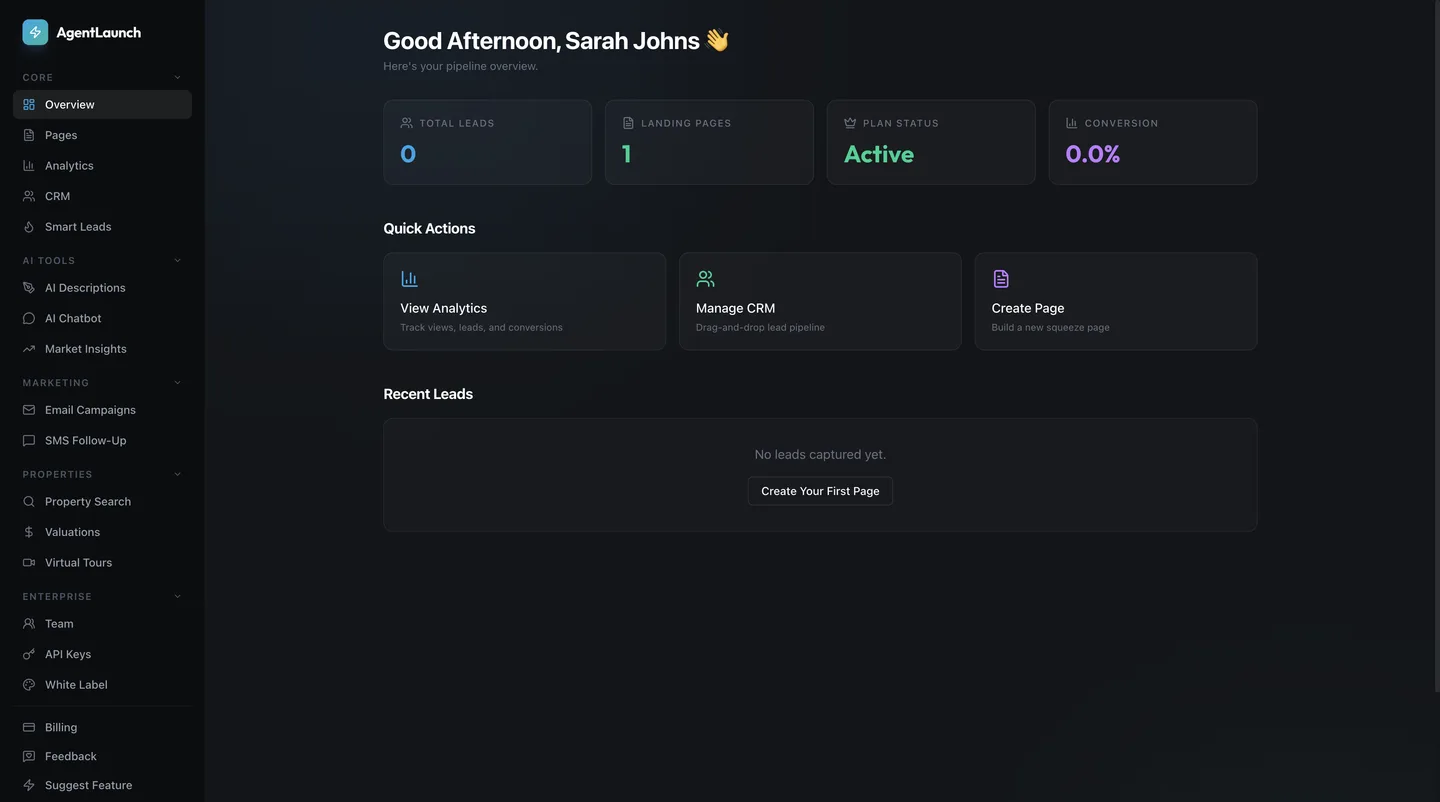 Screenshot 2 of 3 of Shipped AgentLaunch AI CRM MVP