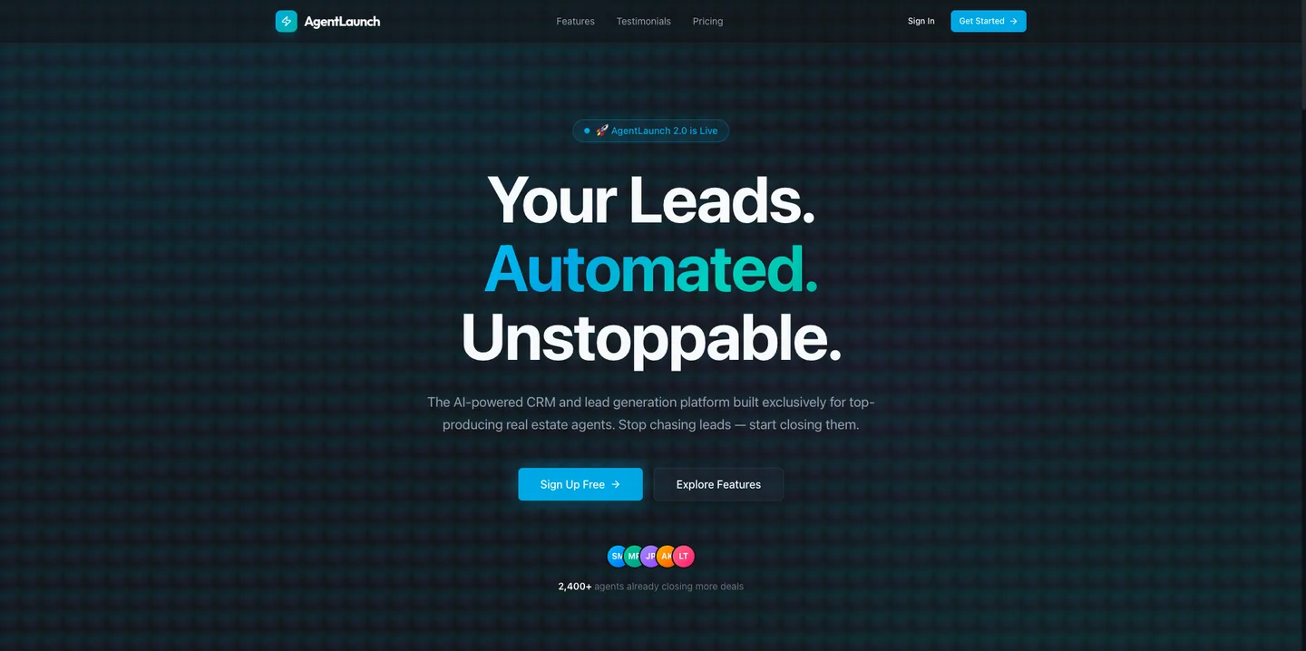 Screenshot 1 of 3 of Shipped AgentLaunch AI CRM MVP